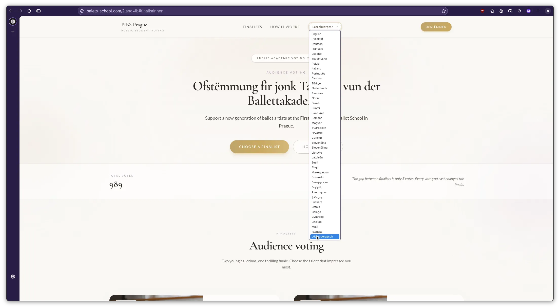 Screenshot of the webpage