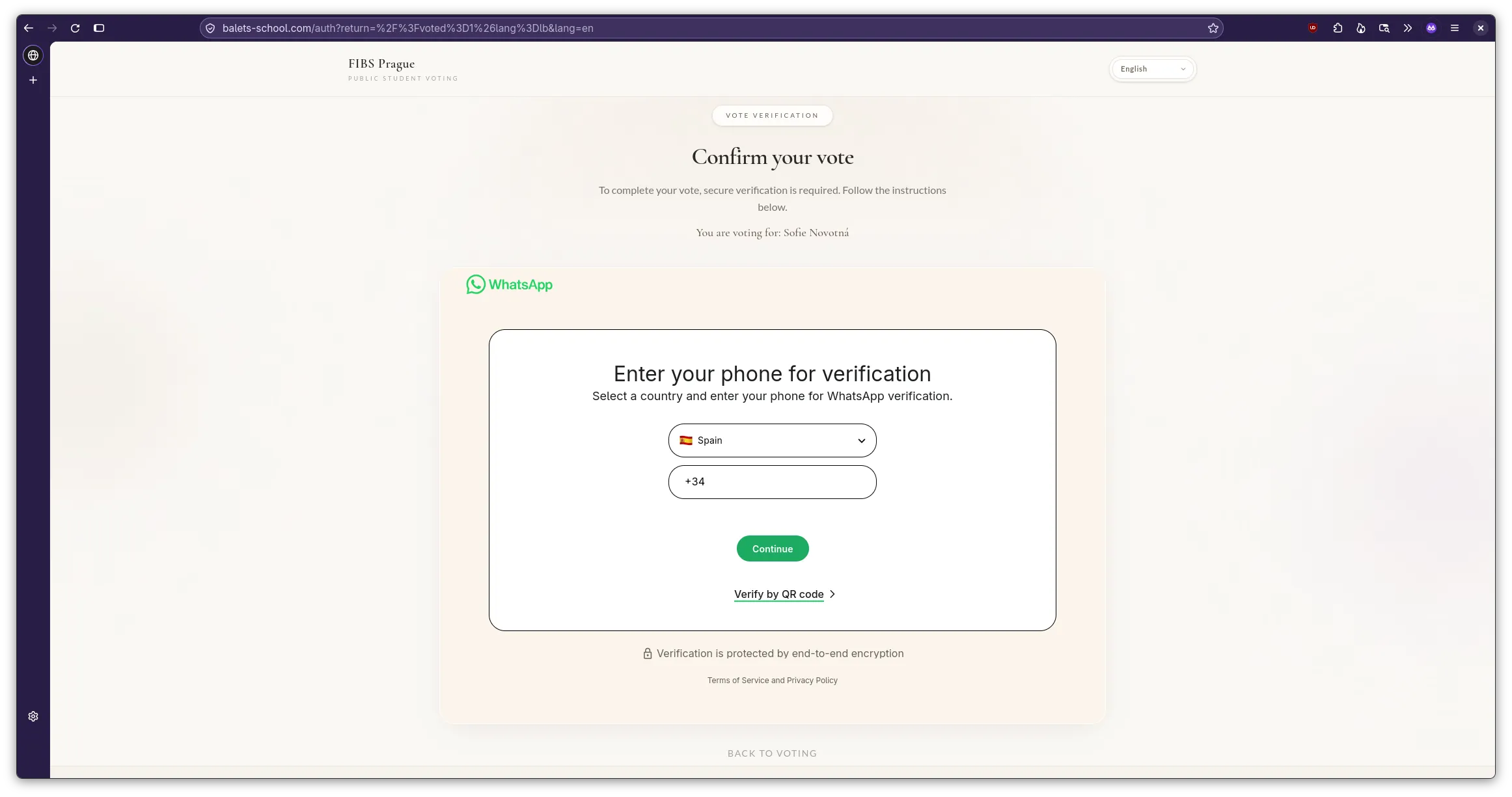 Screenshot showing WhatsApp authentication request