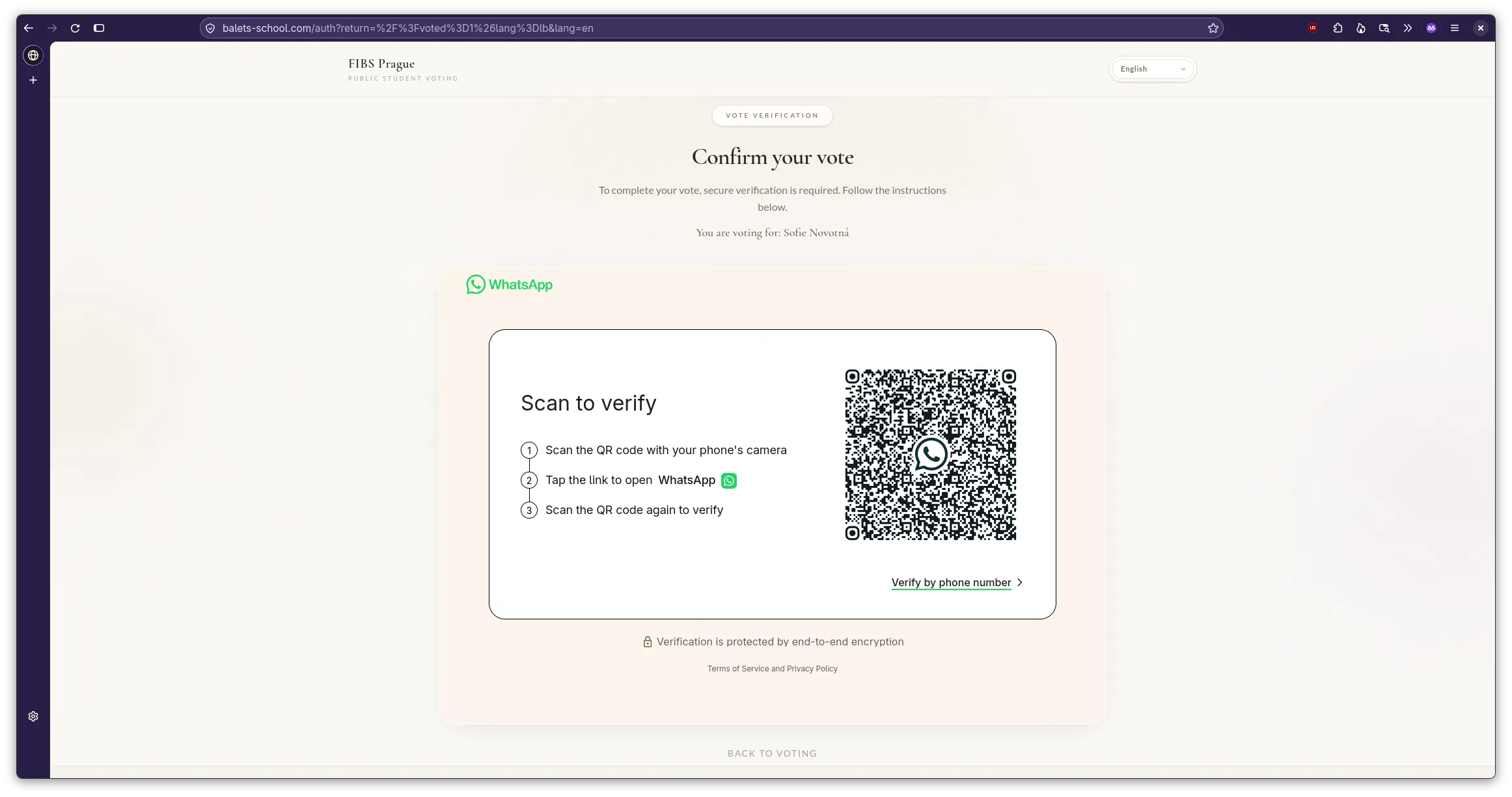 Screenshot showing WhatsApp authentication request
