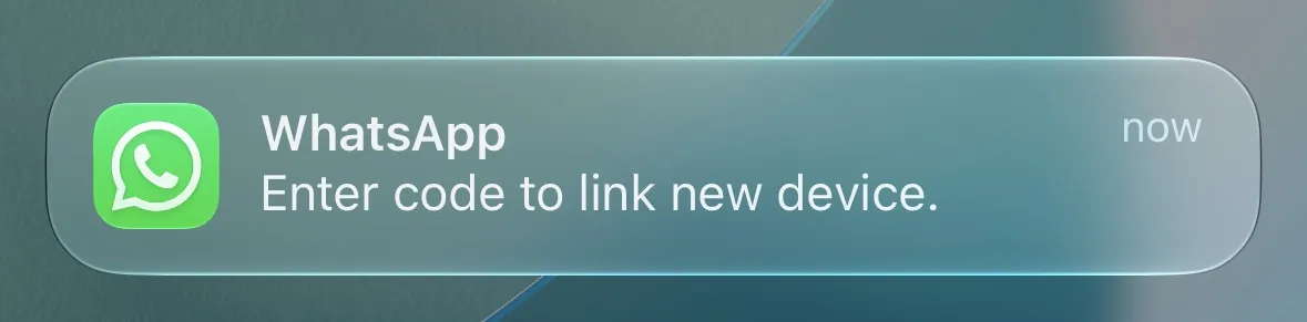 Screenshot of the WhatsApp notification