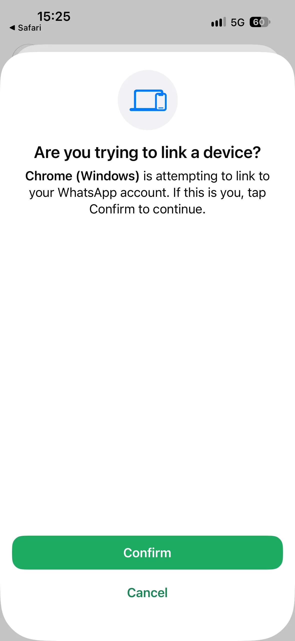 Screenshot of the WhatsApp notification